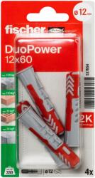 Fischer DuoPower kétkomponensű nylon dübel 12 x 60 K - csavar nélkül, bliszteres, 4 db/csomag (537654)