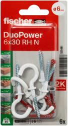 Fischer DuoPower kétkomponensű nylon dübel 6 x 30 RH N K - körkampóval, nylon bevonattal, bliszteres, 6 db/csomag (535481) - praktikuskft