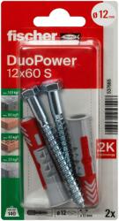 Fischer DuoPower kétkomponensű nylon dübel 12 x 60 S K - szerkezetépítő csavarral, bliszteres, 2 db/csomag (537665) - praktikuskft