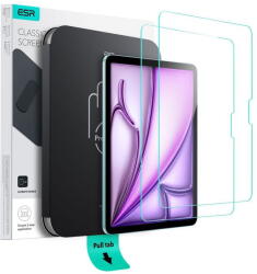 ESR ESR0363 ESR Apple iPad Air 11 (2024/2025) Karcálló, ütésálló kijelzővédő üvegfólia, 9H tempered glass, törlőkendővel, 2 db-os csomag, átlátszó (ESR0363)
