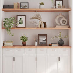 vidaXL világosbarna kezelt tömör tölgyfa fali polc 160 x 50 x (2-4) cm (363712) - valora