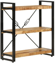 vidaXL 3 szintes tömör mangófa és vas könyvespolc 77x30x80 cm (351106)