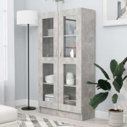 vidaXL betonszürke szerelt fa vitrinszekrény 82, 5 x 30, 5 x 150 cm (802763)