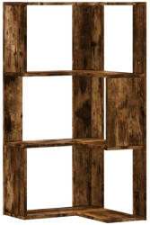 vidaXL 3 szintes füstös tölgy szerelt fa sarok könyvespolc 50x50x102cm (852595) - valora