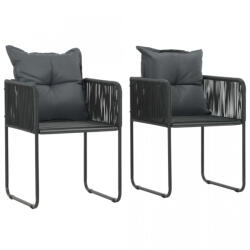 vidaXL Scaune de exterior cu perne, 2 buc. , negru, poliratan (44438) - izocor