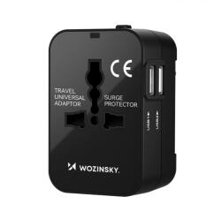 Wozinsky Univerzális Utazó Adapter 24W - EU / US / AUS / UK / 2x USB-A - Fekete (WUTWC)