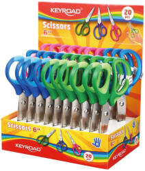 Keyroad Olló, 15 cm, hegyes, 20 db/display, Keyroad Soft Grip, vegyes színek (KR971552) - cartridge