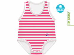  J Bimbi kombidressz 0-36 hó biopamut Summer - csíkos sötét pink