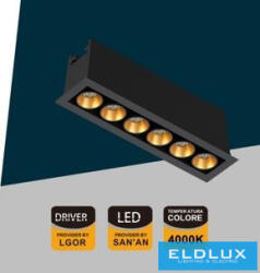 ELDLUX süllyesztett spot lámpa 11W 864lm 4000k 24° IP20 132x31mm Fekete/Arany (XTD-6-NN) - moretti