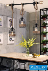 UNIVERSO Kender kötél csillár 5xE27 IP20 790x1200mm fekete (B60-5) - moretti