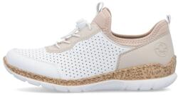 RIEKER Pantofi dama, Rieker, N4286-80-Alb, casual, piele ecologica, cu talpa joasa, alb (Marime: 40)