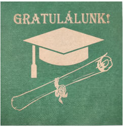 Mezőfi Team Kft Szalvéta, 10 db , 33x33 cm, Gratulálunk, zöld