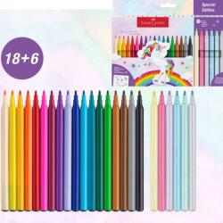 Faber-Castell Filctoll készlet 18+6db-os kastélyos Unikornis mintás 18 alap és 6 csillogó szín Faber-Castell (554221)