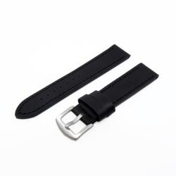 Karóra szíj, sportos varrott dizájn, fekete ezüst színű, mérete: 85+125 / 22 mm XL (6565-9)