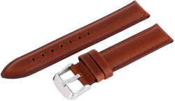  Karóra bőrszíj, sötétbarna színű, varrott szélű, bélelt, 75+115 mm / 18 mm (6548-8)