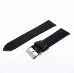 Karóra bőrszíj, varrás nélküli dizájn, fekete ezüst színű, 75+115 mm/22 mm (6576-9)