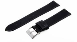  Karóra bőrszíj, varrás nélküli dizájn, fekete ezüst színű, 75+115 mm/18 mm (6576-8)