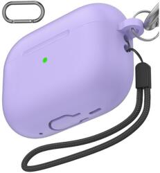 Phoner Simple Apple Airpods Pro 2 szilikon tok, csuklópánttal, lila - domshop