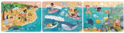 Hape Puzzle pentru copii Prietenii Oceanului (3 in 1) si joc storytelling (E1645A) - drool Puzzle