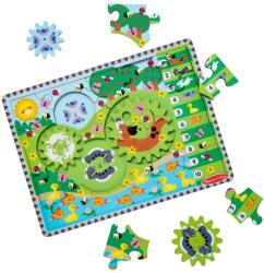 Melissa & Doug Puzzle din lemn cu rotite dintate pentru invatarea numararii prin joaca Animale vesele (MD31004) - drool Puzzle