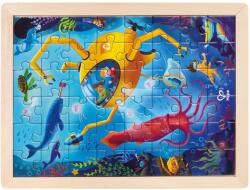 Hape Puzzle din lemn 2 in 1 - Salvarea Oceanului (50 piese), cu fata dubla si activitate colorare (E1643A) - drool Puzzle