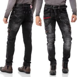Cipo & Baxx pantaloni barbati CD795 L: 34 blugi blugi moto Negru 40