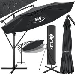 Tillvex Umbrela pentru gradina si terasa, Tillvex, Ø 350 cm, husa, protectie UV 50+, 8 spite, rotatie 360°, inclinare reglabila, tesatura 180 g/m2, antracit (TVSNS-014)