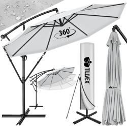 Tillvex Umbrela pentru gradina si terasa, Tillvex, Ø 350 cm, husa, protectie UV 50+, 8 spite, rotatie 360°, inclinare reglabila, tesatura 180 g/m2, gri (TVSNS-017)