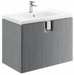 KOLO Set mobillier Kolo Twins Slim 80cm cu lavoar si dulap baza cu un sertar inchidere lenta, gri argintiu (L51980000 + 89551000)
