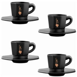 Bialetti 4 darabos csészekészlet alátéttel fekete (3035422)