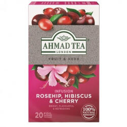 Ahmad Tea csipkebogyó, hibiszkusz és cseresznye gyümölcstea 20 x 2 g koffeinmentes (1000031)