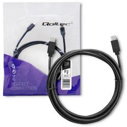 Qoltec USB 2.0 kábel C típusú apa | USB 2.0 C típusú apa | 2, 5m | Fekete (52347)
