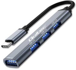 Qoltec Hub Adapter USB-C 3.1 4 az 1-ben | USB 3.0 | 3x USB 2.0 (53792)