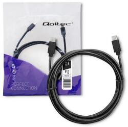 Qoltec USB 3.1 típusú C férfi kábel | USB 3.1 típusú C férfi | 1, 4m | Fekete (52350)