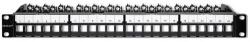 Qoltec Masszív acél patch panel 19'' rackhez | 24 port | 1U | UTP | Fekete (54516)