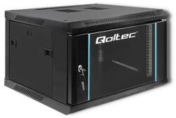 Qoltec RACK szekrény 19" | 6U | 600 x 370 x 600 | Edzett üvegajtók | Fali | Acél ház | Zár | Fekete (54465)