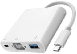 Qoltec Hub Adapter USB-C 3.1 3 az 1-ben | USB 3.0 | VGA | USB-C 3.1 PD 92W (50426)