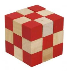 Fridolin Joc logic IQ 3D Puzzle Cub natur-rosu, Fridolin (Fr_17422)