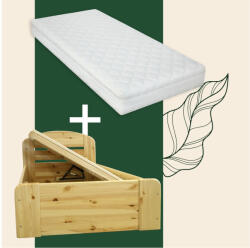  Anikó fenyő ágyneműtartós ágy bal OLDALRA nyíló 90 + prémium 7 zónás 90x200 matraccal