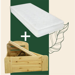  Anikó fenyő ágyneműtartós ágy bal OLDALRA nyíló 90 + kemény 90x200 matraccal