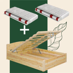  Henrik fenyő ágyneműtartós ágy 180 + 2 db kétoldalas, közepesen kemény 90x200 matrac