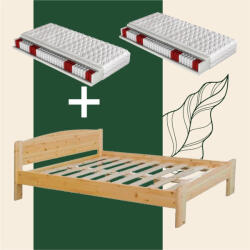  Henrik fenyő ágyváz alacsony lábvéggel 180 + 2 db kétoldalas, közepesen kemény 90x200 matrac