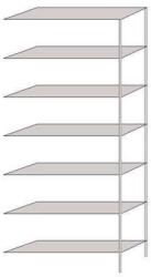 SCHULTE Lagertechnik Hathor fém polcállvány, hozzáépíthető, 230 x 100 x 30 cm, 1 100 kg, 7 polc, világosszürke