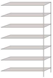 SCHULTE Lagertechnik Hathor fém polcállvány, hozzáépíthető, 230 x 130 x 30 cm, 1 100 kg, 7 polc, világosszürke