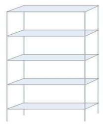 Schulte Design Ogmios fém polcállvány, alapkivitel, 200 x 130 x 30 cm, 1300 kg, 5 polc, 250 kg/polc, horganyzott