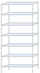 Schulte Design Ogmios fém polcállvány, alapkivitel, 300 x 130 x 30 cm, 2300 kg, 7 polc, 150 kg/polc, horganyzott