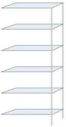 Schulte Design Taranis fém polcállvány, hozzáépíthető, 250 x 100 x 30 cm, 1320 kg, 6 polccal, ezüst
