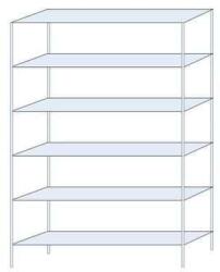 Schulte Design Hathor fém polcállvány, alapkivitel, 200 x 130 x 30 cm, 1 400 kg, 6 polc, horganyzott