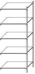 SCHULTE Lagertechnik Fém polcállvány, hozzáépíthető, 200 x 100, 6 x 53, 5 cm, 1 300 kg, 5 polccal, ezüst