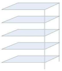 SCHULTE Lagertechnik Taranis fém polcállvány, hozzáépíthető, 200 x 130 x 60 cm, 1170 kg, 5 polccal, ezüst